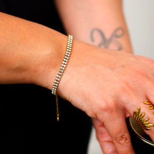 Bracelet doré strass double rang éclat luxe